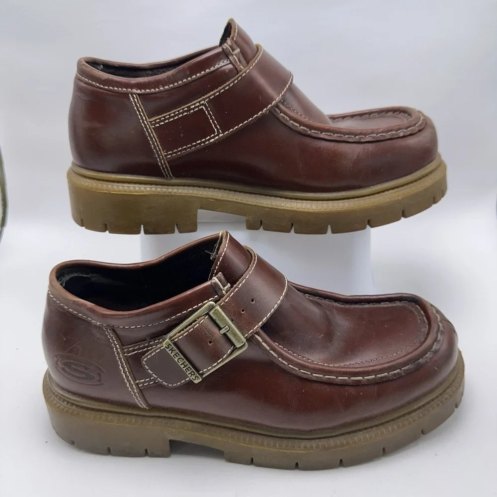 Skechers Buckle Platform Chukka‎ Chunky Lug Shoes Mens Sz 9.5 Y2K 90s Brown
